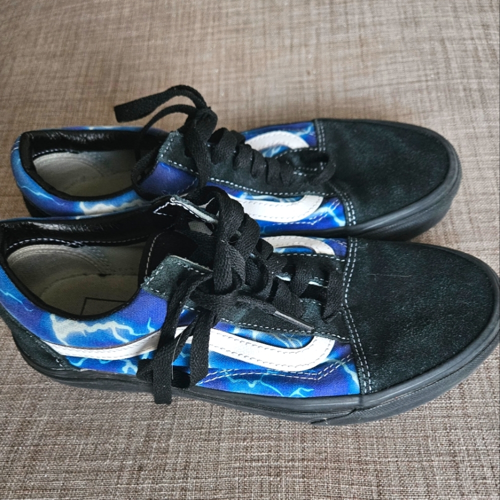 Vans Lightning Blue And Black Shoes Gem